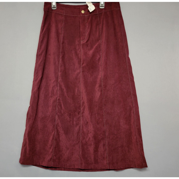 Wildcat Dresses & Skirts - Wild Cat Maxi Skirt Womens XL Maroon Zip-Zag Trim Stitching Stretch Boho Modest